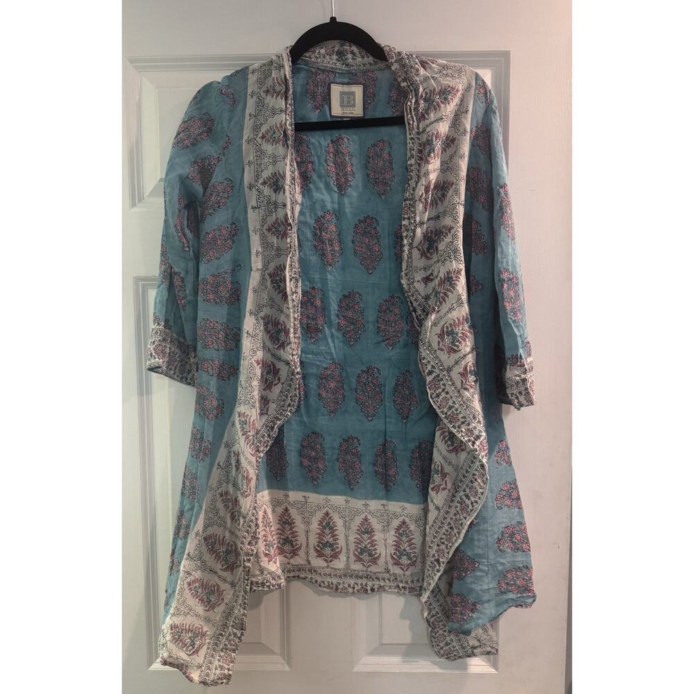 Bell By Alicia Bell Silk Blend Kimono XS Cover Up Top Open Front Duster Print